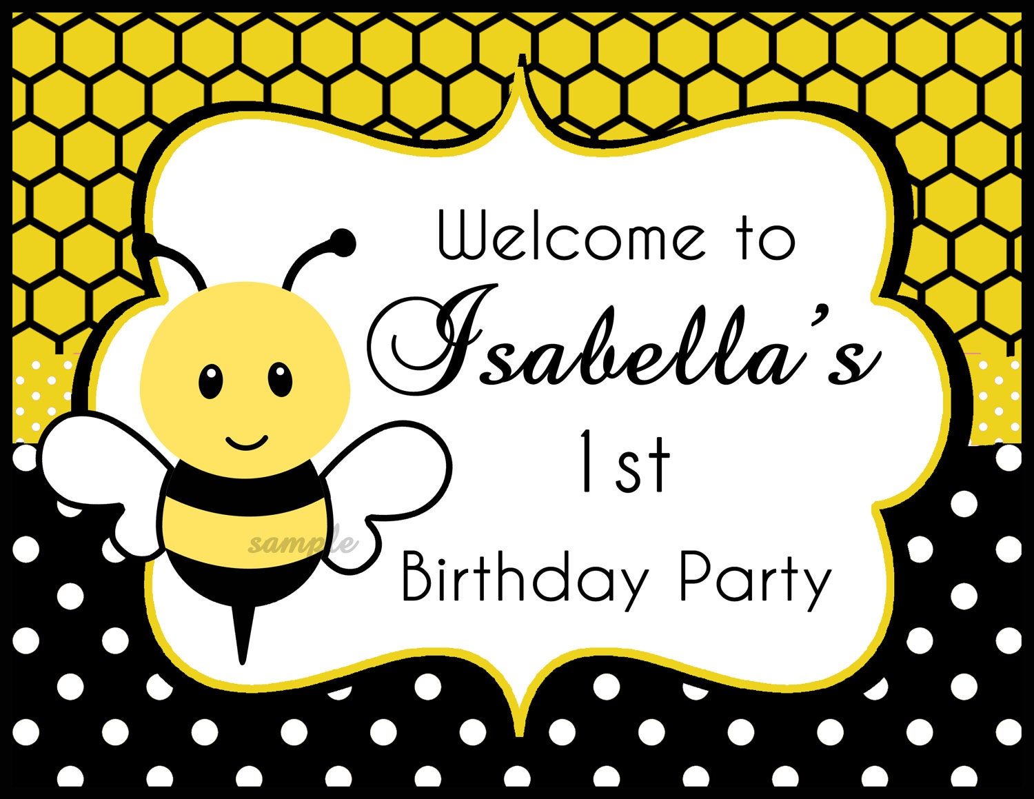 Bumble Bee Birthday or Baby Shower Invitation Printable or