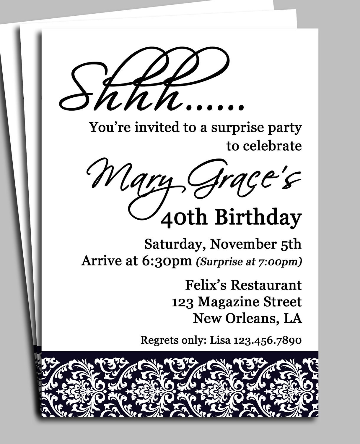 Sample Surprise Birthday Party Invitation 2