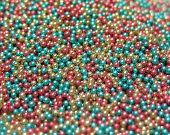 micro marbles christmas holiday color mix half ounce / 14 grams glass microbead miniature kawaii sprinkles Supplies