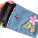 Kindle, Nook Cover Made from Recycled Blue Jeans, Corduroy Pants, with Flowers Inside and Out, Fits Nexus 7 iPad Mini Too