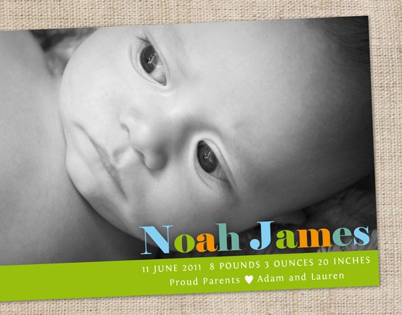 Printable Custom Baby Girl or Boy Custom Birth Announcement Il_570xn