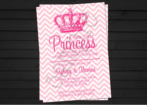 A New Little Princess Chevron Baby Shower Invitation Digital File YOU-PRINT Il_570xn