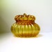 RESERVED Mid Century Amber Art Glass Jar Ribbed Hand Blown 1960's