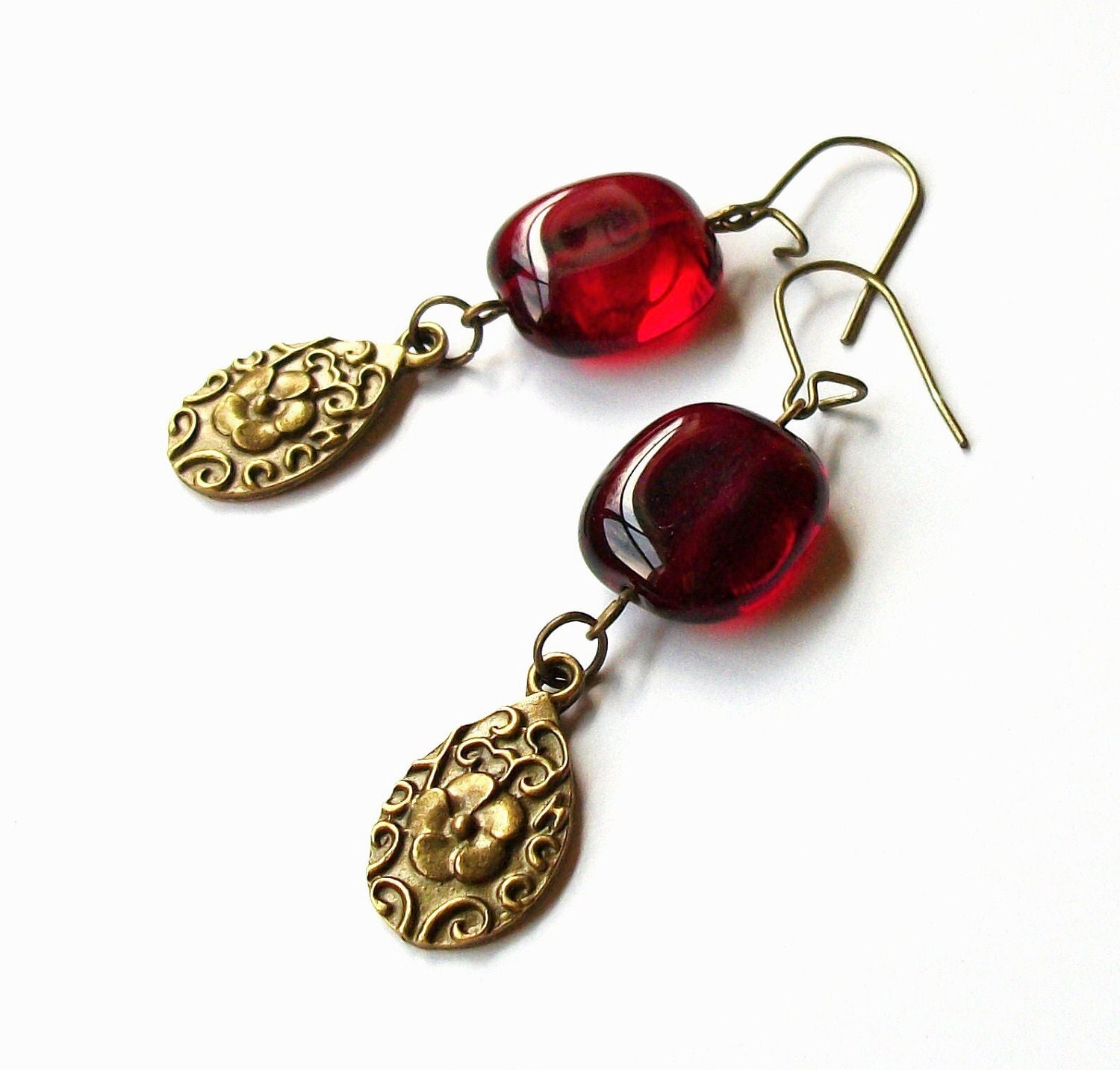 Oxblood Flamenco Flower Earrings Spanish Jewelry