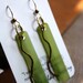 Handcrafted Wine Bottle Earrings with Brass Dangle, Green & Gold Earrings, One of a Kind Jewelry, Dessin Creations