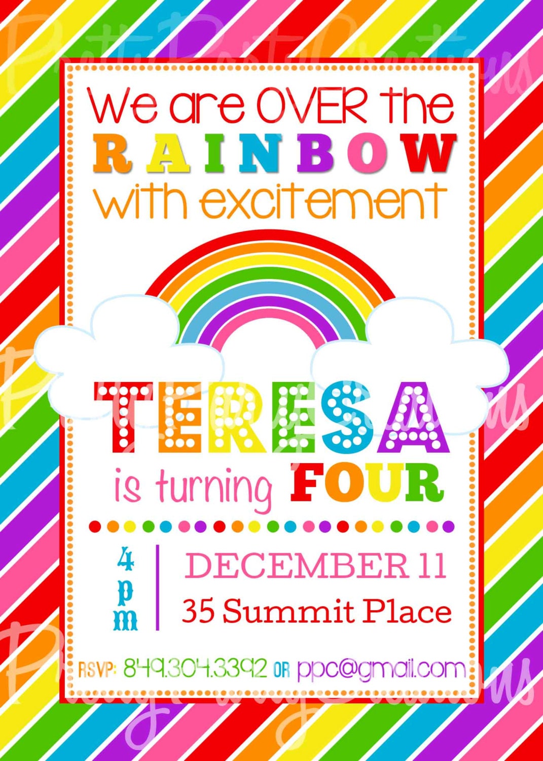 Rainbow Birthday Invitations Templates To Color 5