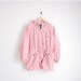 vintage pink chambray hooded parka jacket with cinched waist