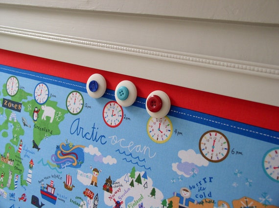 World Map BULLETIN BOARD Kids Magnetic Memo By