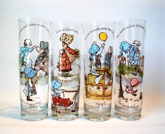 Holly Hobbie Drinking Glasses Set of 8 by WonderlandToys on Etsy