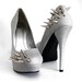 Asymmetrical Spiked Pumps - Silver Glitter
