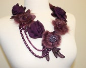 Chiffon Rose Fur Flower Collar