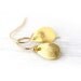 Tiny Brushed Gold Teardrop Earrings / Small Droplet Tear Drop Dangle Earrings / Gold Petals / Simple Gold Earrings