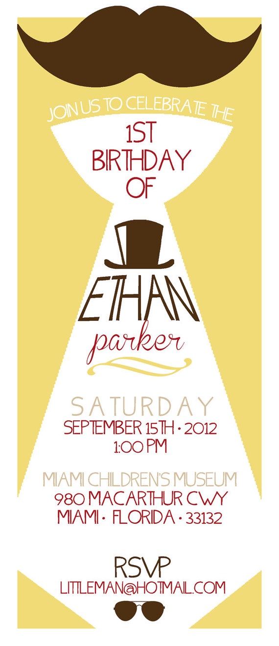 Little Gentleman Birthday Invitation - DIY - Digital Il_570xn