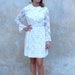Reserved for saharVintage MOD white lace dress- 1960s retro wedding dress- white lace mini - extra small / small