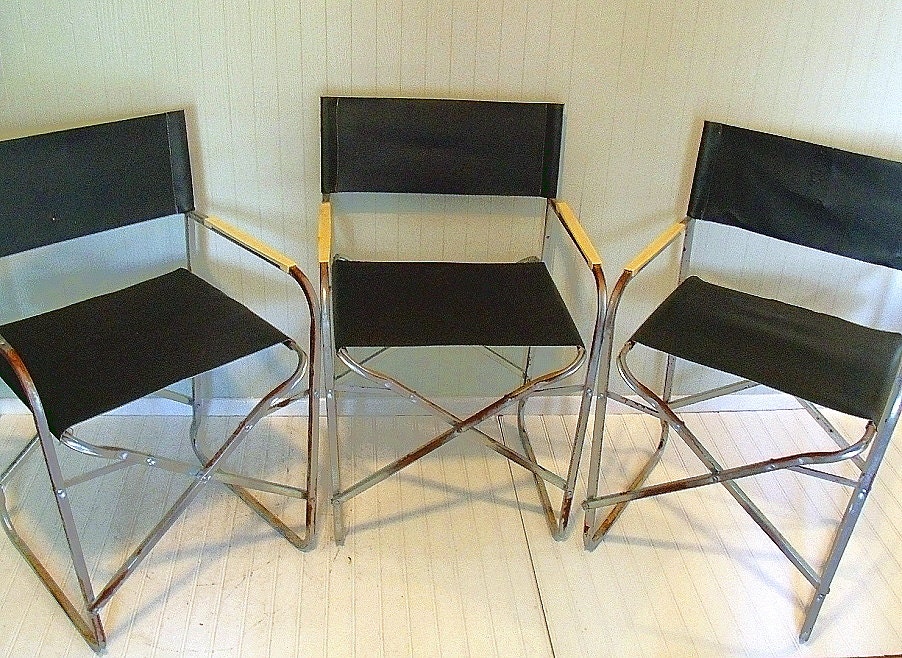 Vintage Chrome & Vinyl Industrial Director Chairs Collection