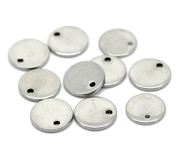 10 Stainless Steel Metal Stamping Blanks Charms 8mm Small