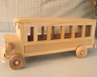 Reclaimed Large Wooden Toy Bus WITH REMOVEABLE TOP for Children Kids Boys Eco friendly Car Natural Unpainted Organic