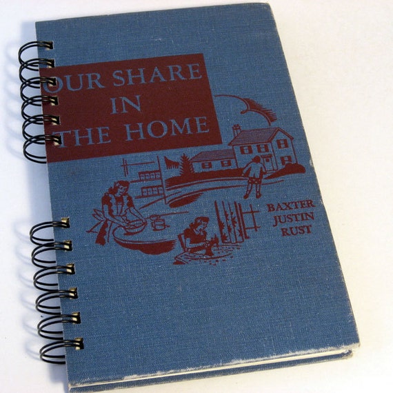 1945 HOME ECONOMICS TEXTBOOK Handmade Journal Vintage Upcycled