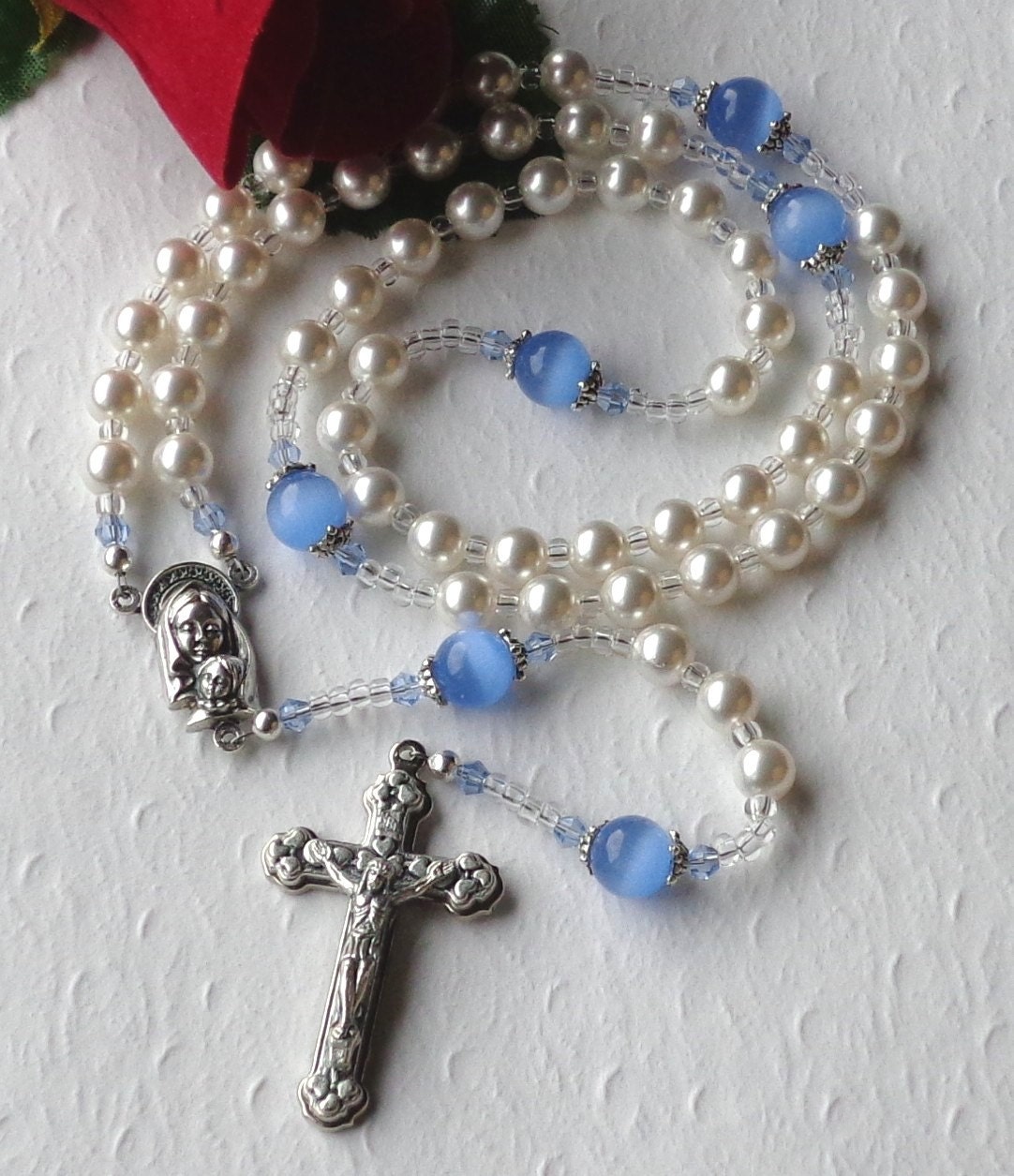 Baby Boy Baptismal Rosary Christening First Communion