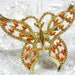 Vintage Figural Brooch, Butterfly Pin, Coral Enamel, Gold Openwork, Signed Gerry's, 1960's Mad Men, Wedding Bridal Jewelry