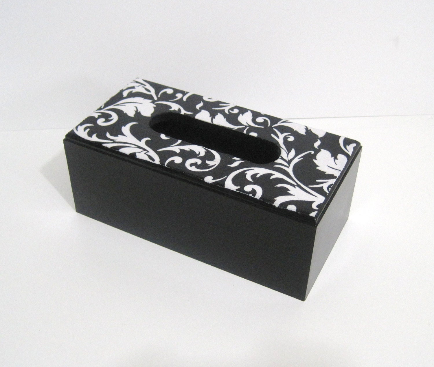 Damask Tissue Box Damask Tissue Holder Black and White