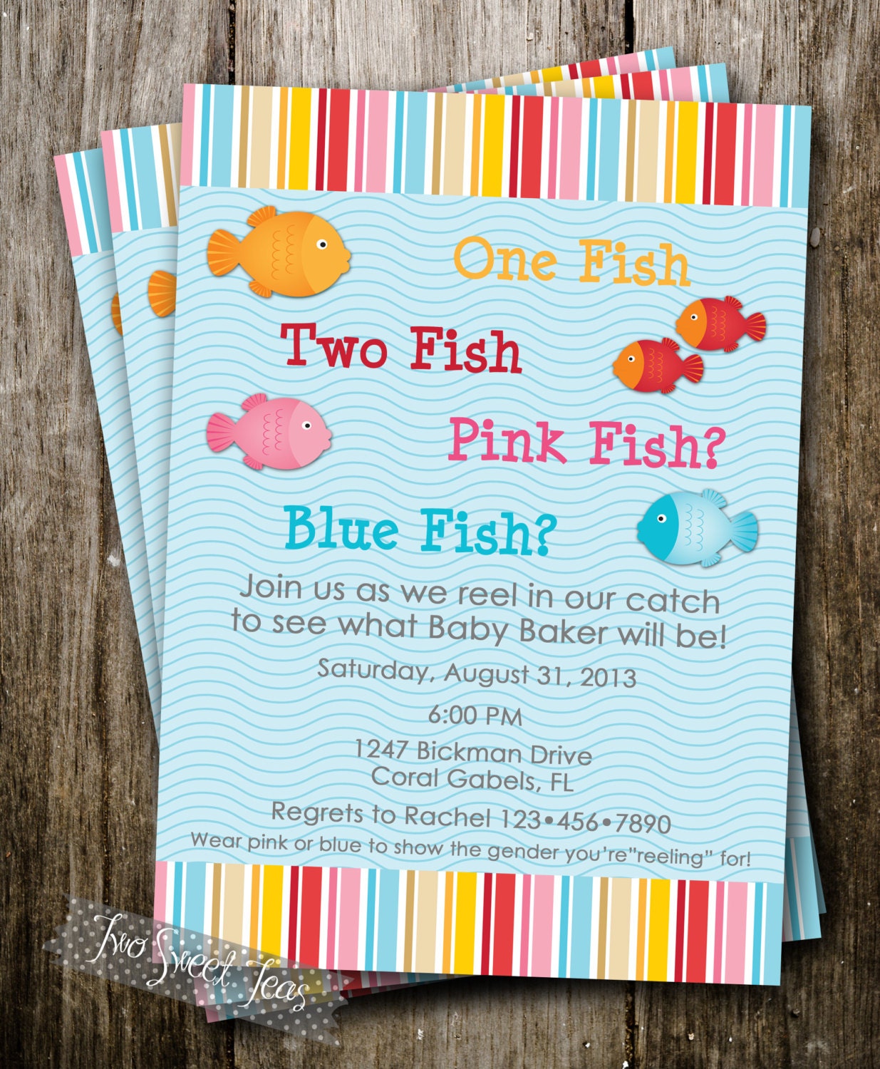 One Fish Two Fish Gender Reveal Invitation Digital By 2sweetteas
