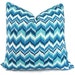 Jonathan Adler Blue and Turquoise Flame Pillow Cover 18x18, 20x20 or 22x22 or lumbar pillow, Toss Pillow, Pillow Cushion, Throw Pillow