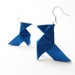 Blue Origami earrings Geometric jewelry OOAK by Jye, Hand-made in France