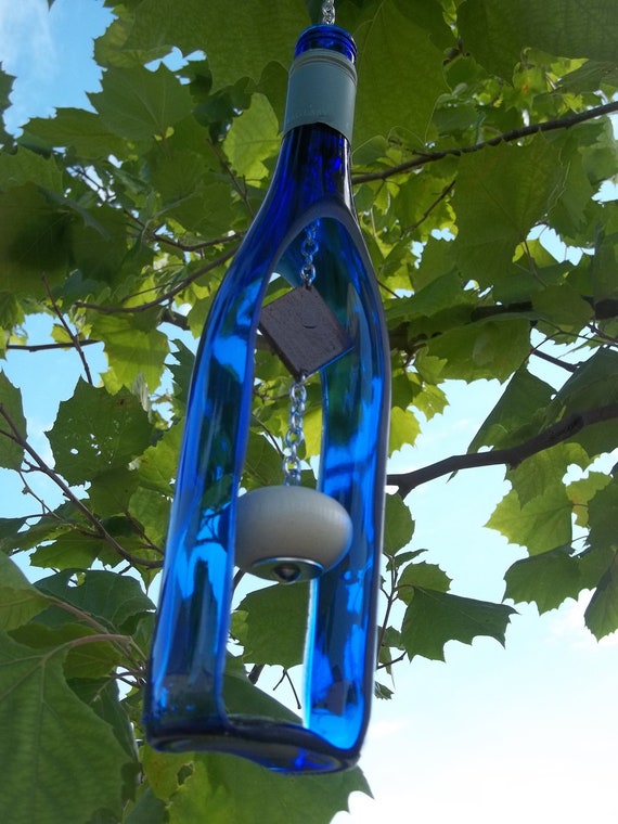 Blue Wine Bottle Wind Chime