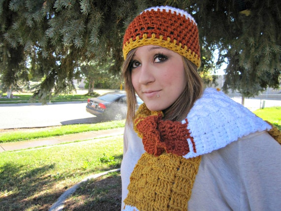 SALE - Candy Corn Hat & Extra Large Scarf Set SALE - Candy Corn Hat & Extra Large Scarf Set