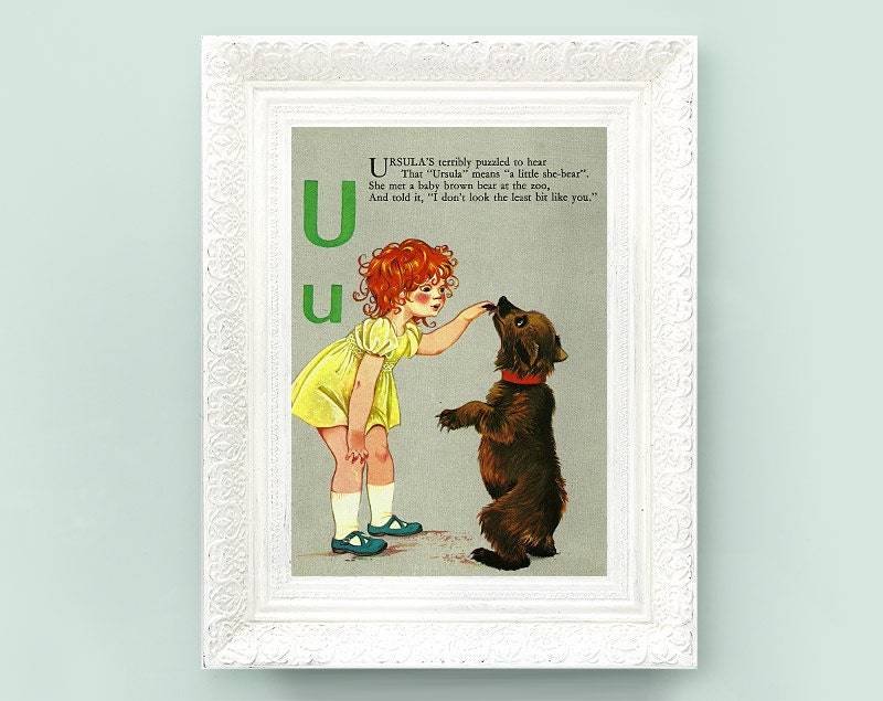 Vintage Nursery Rhyme Print. Letter U vintage by ThePrintMakers