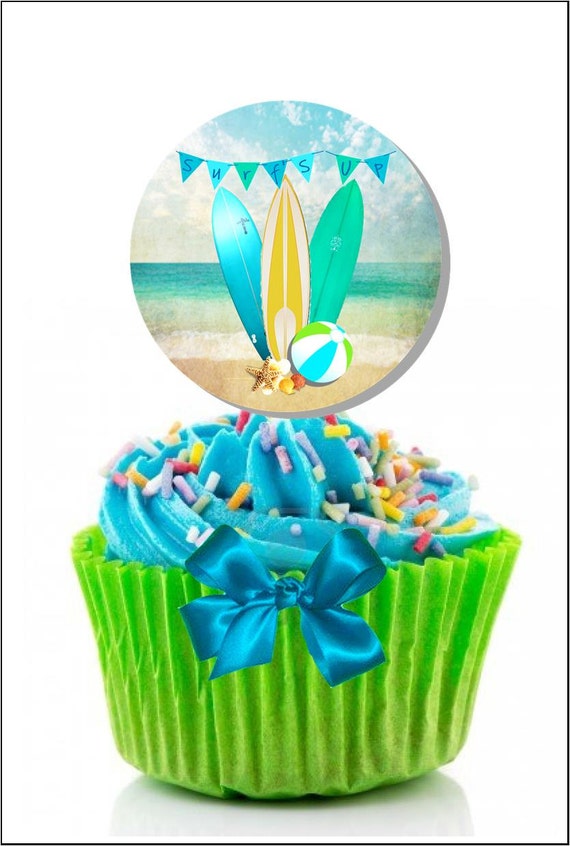SURFBOARD CUPCAKE TOPPERS ~ Printable Instant Download Il_570xn