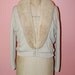 Vintage 50s Pin Up Girl Fur Collar Ivory Cardigan Lace Sweater