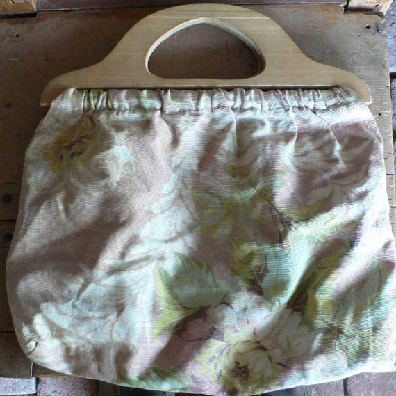 vintage knitting bag cloth handbag faded shabby chic floral from Diz ...