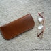 100% hand stitched handmade med brown cowhide leather eyeglasses case