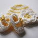 Crochet Baby Hat Beanie and Booties 3 - 6 Months, Summer Hat White Yellow Flower