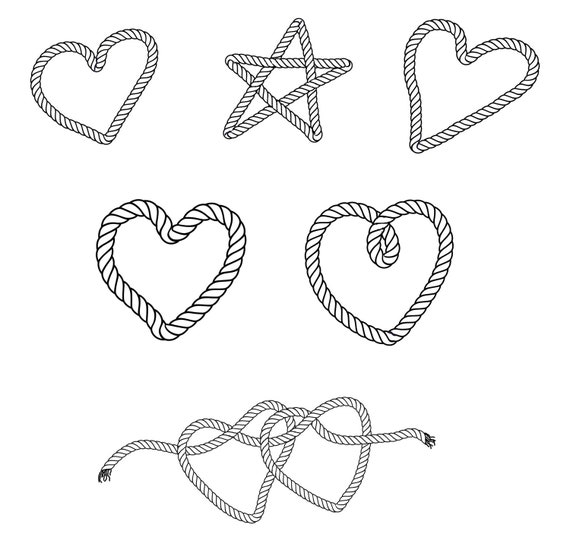 Items similar to Rope Heart and Star Pattern Machine Embroidery Set on Etsy