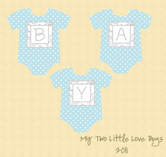 Items similar to Baby Blue Onesie Banner- Printable Baby Shower Banner ...