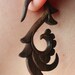 Brown Wood Fake Gauges - KANYA Earrings - Hand Carved Brown Sono Wood - Tribal Style Earrings