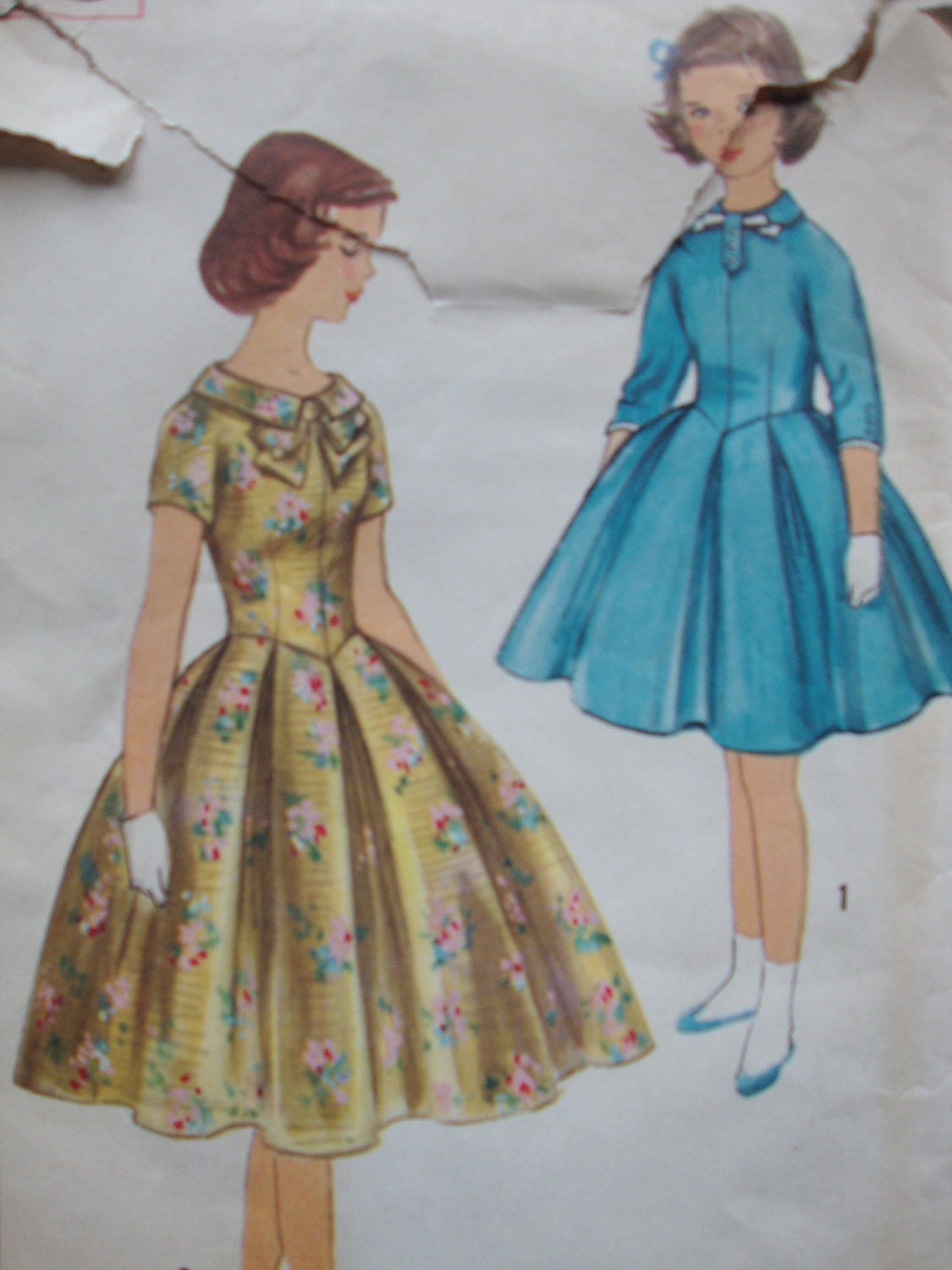 vintage 1957 simplicity girls DRESS sewing pattern SIZE 12