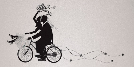 Wedding Bicycle Silhouette Thank You Note Card