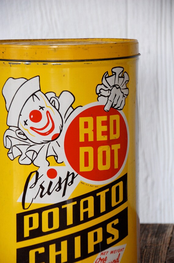 Vintage "Red Dot" Potato Chip Tin Madison, Wisconsin