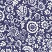 Monochrome blue and white 1950s screen print inspired 'Emily Bowyer D' Liberty of London Fat Eighth monochrome floral Liberty print