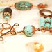 Mosaic Turquoise Bead, Wire Wrapped, Turquoise Beads, Copper and Brass Beaded Bracelet. OOAK Handmade Bracelet