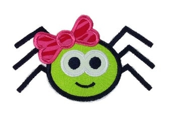 Spider With Bow Halloween Applique Machine Embroidery Design - 4 Sizes