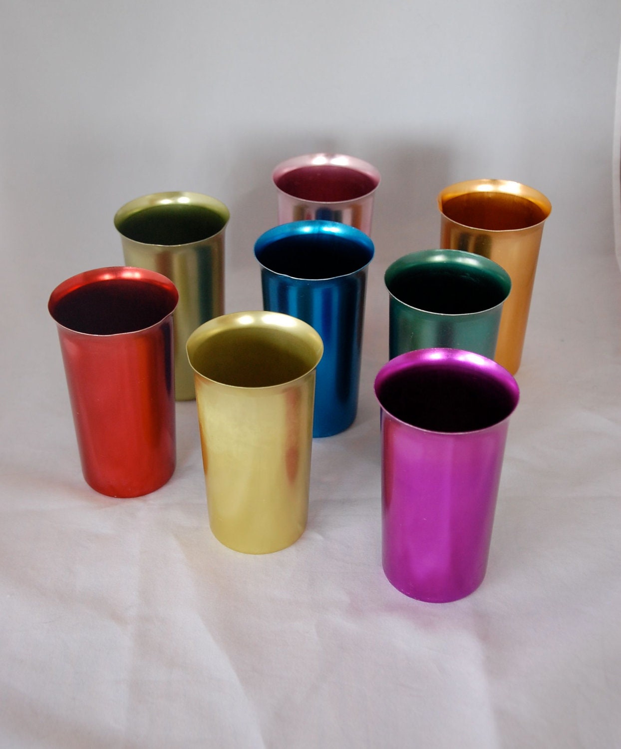 Anohue Set Of 8 Colored Aluminum Tumblers Cups 1717