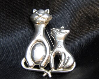 1970's Sterling Cat Brooch