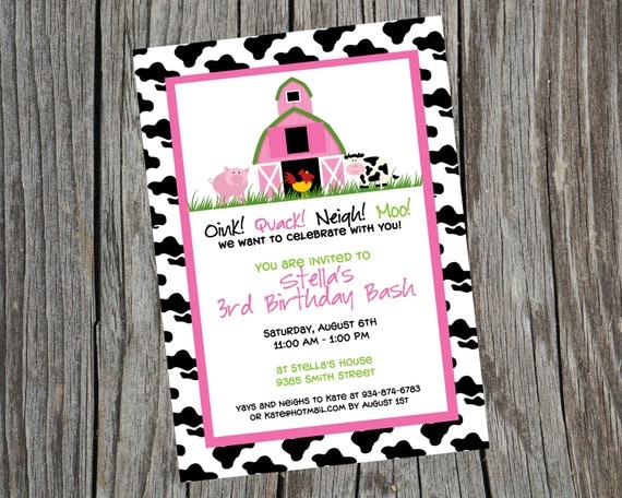 Pink Barnyard Birthday Invitation. Printable Farm Birthday Party ...