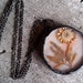 Vintage Banded Agate Necklace Pressed Flower Sterling Fall Fashion