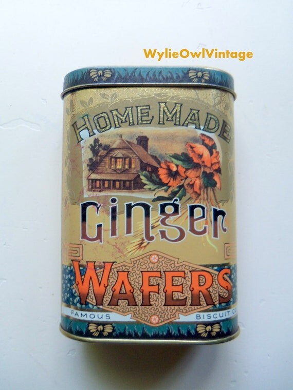 Vintage Homemade Ginger Wafers Tin RESERVED for by WylieOwlVintage